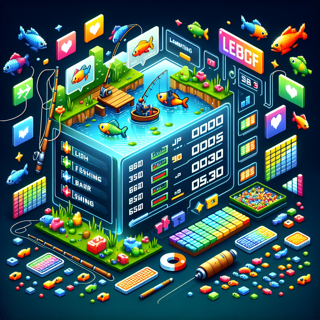 A visual representation of a leaderboard with fish-catching theme