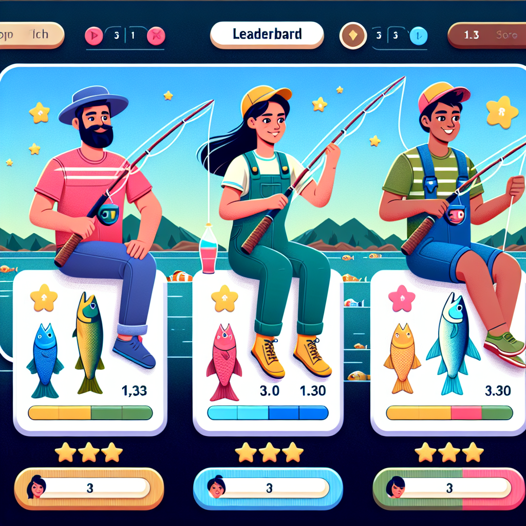 Leaderboard showcasing top players and their catches